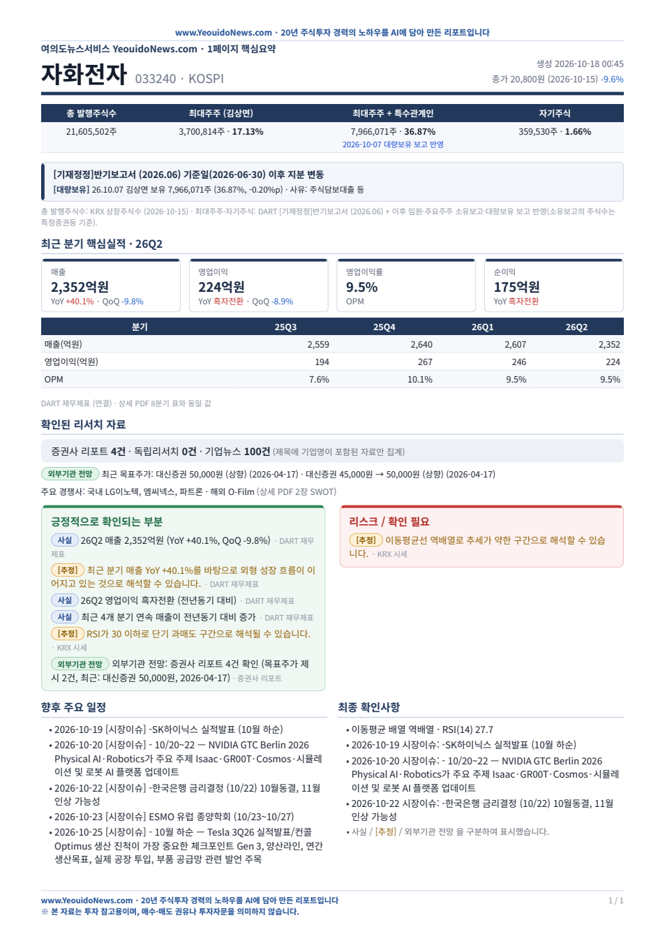 자화전자 1페이지 요약 미리보기